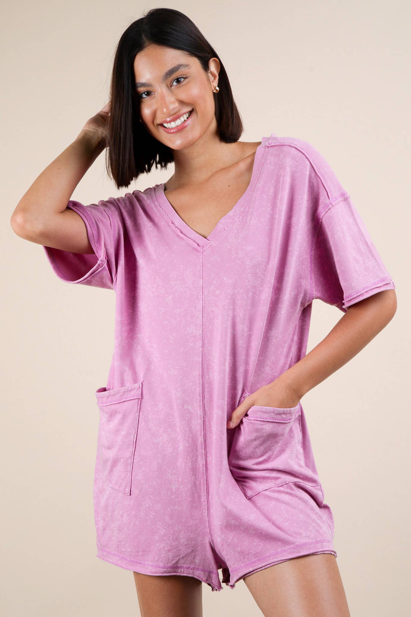 Mineral Washed Oversized Romper