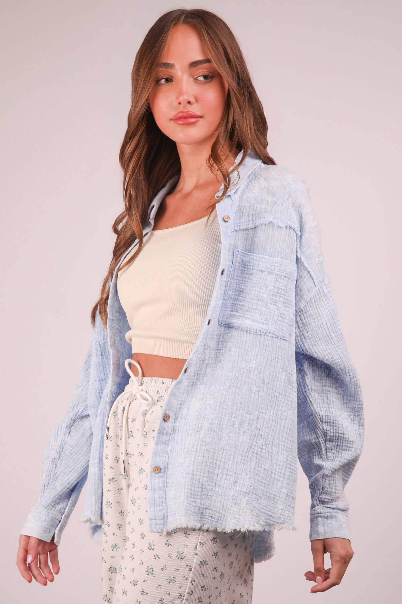 Mineral Washed Gauze Top