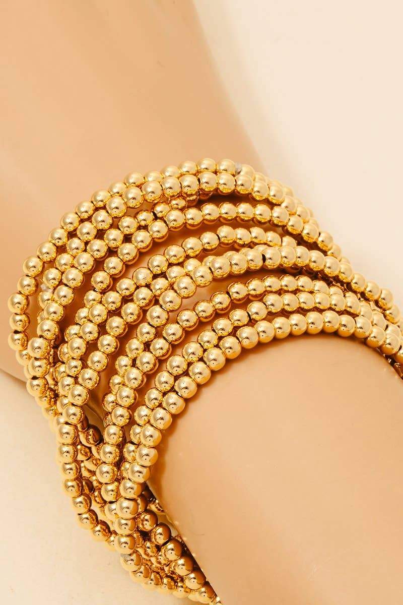 10Pc Ball Beaded Elastic Bracelet Set
