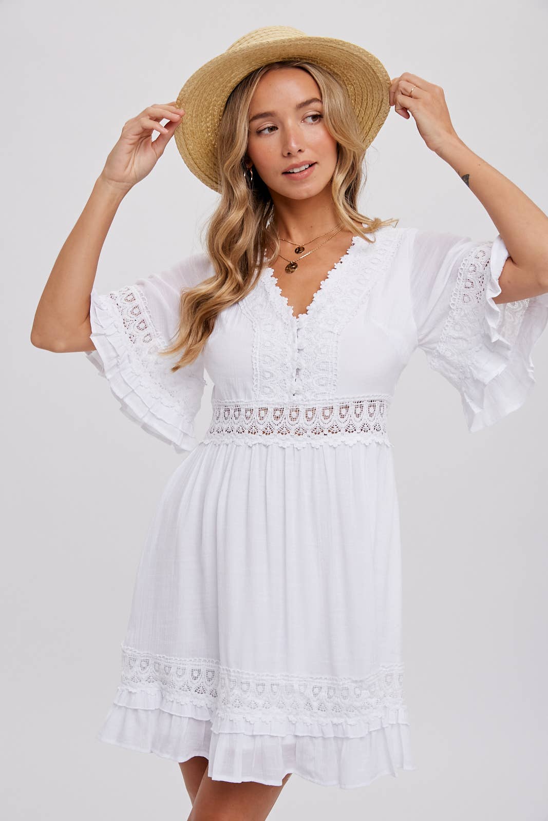 Lace Dress Open Back with Tie Detail