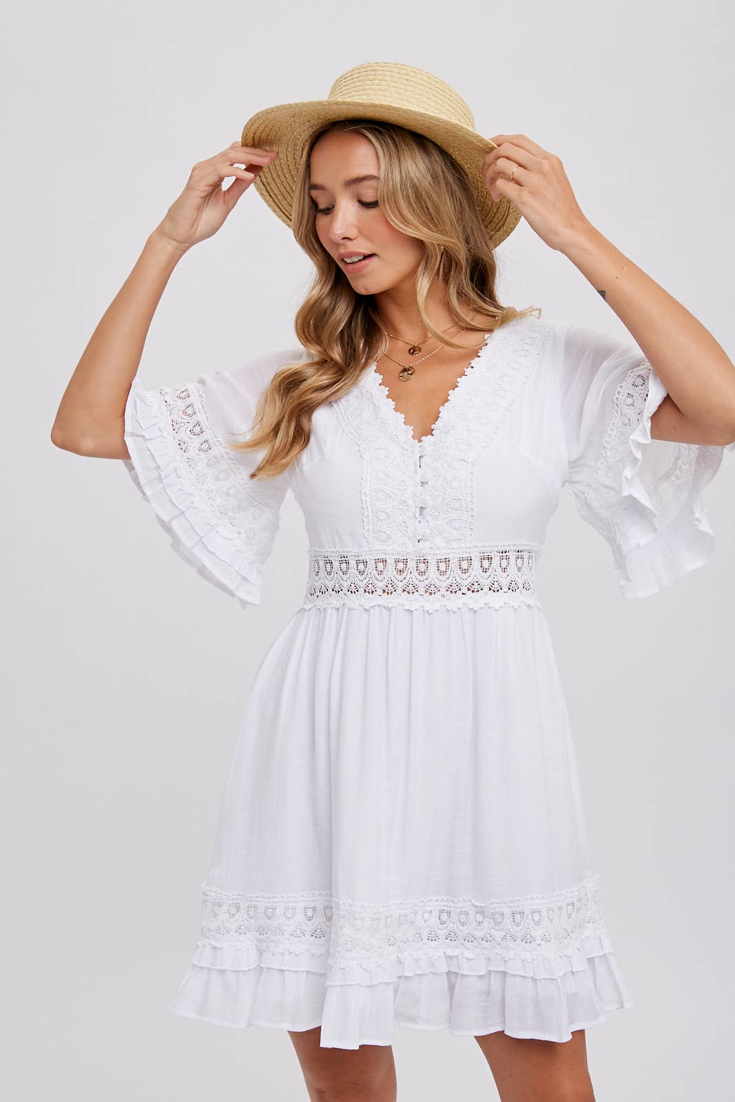 Lace Dress Open Back with Tie Detail