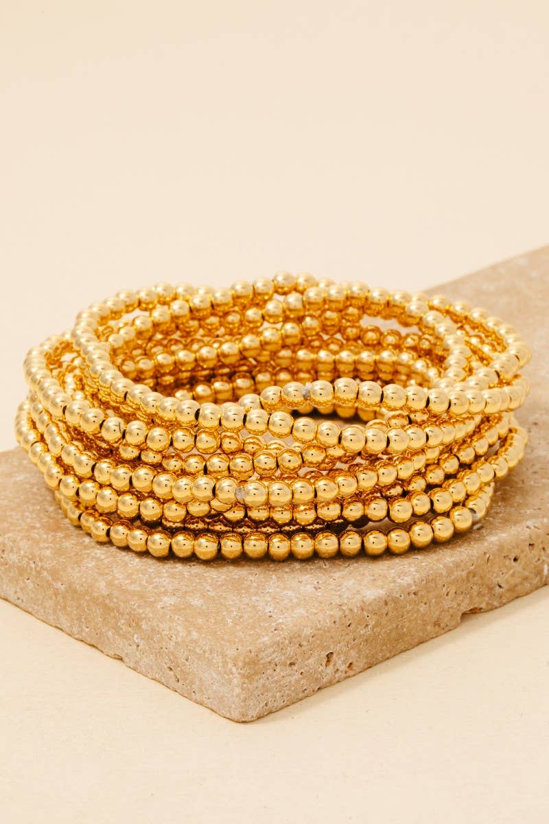 10Pc Ball Beaded Elastic Bracelet Set