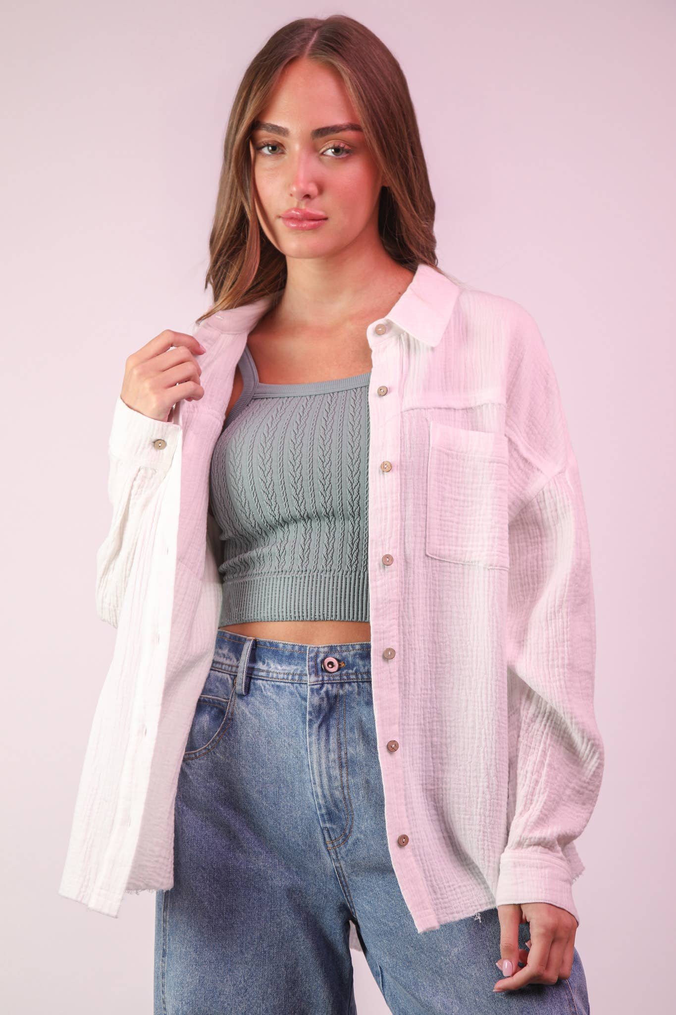 Mineral Washed Gauze Top