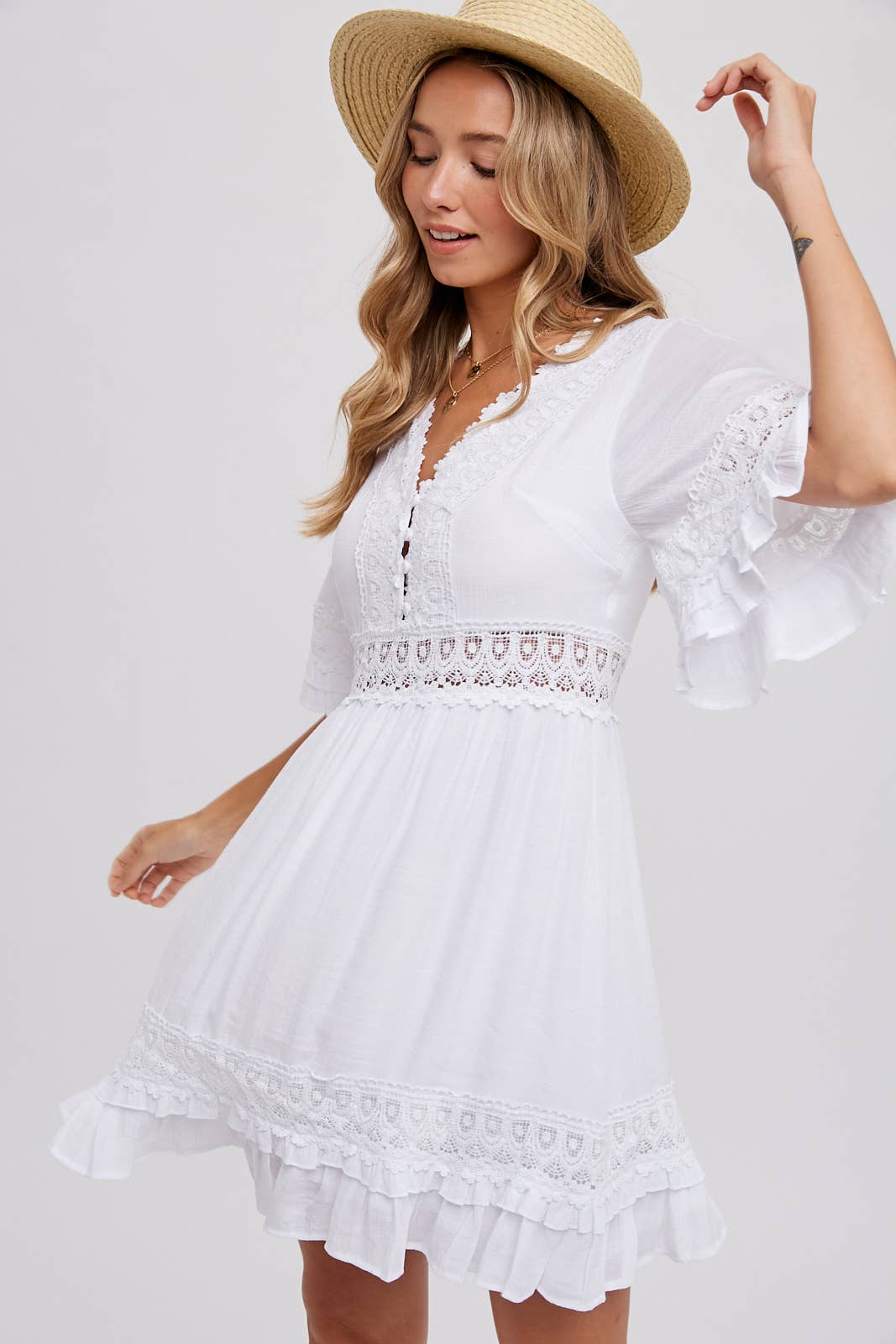 Lace Dress Open Back with Tie Detail