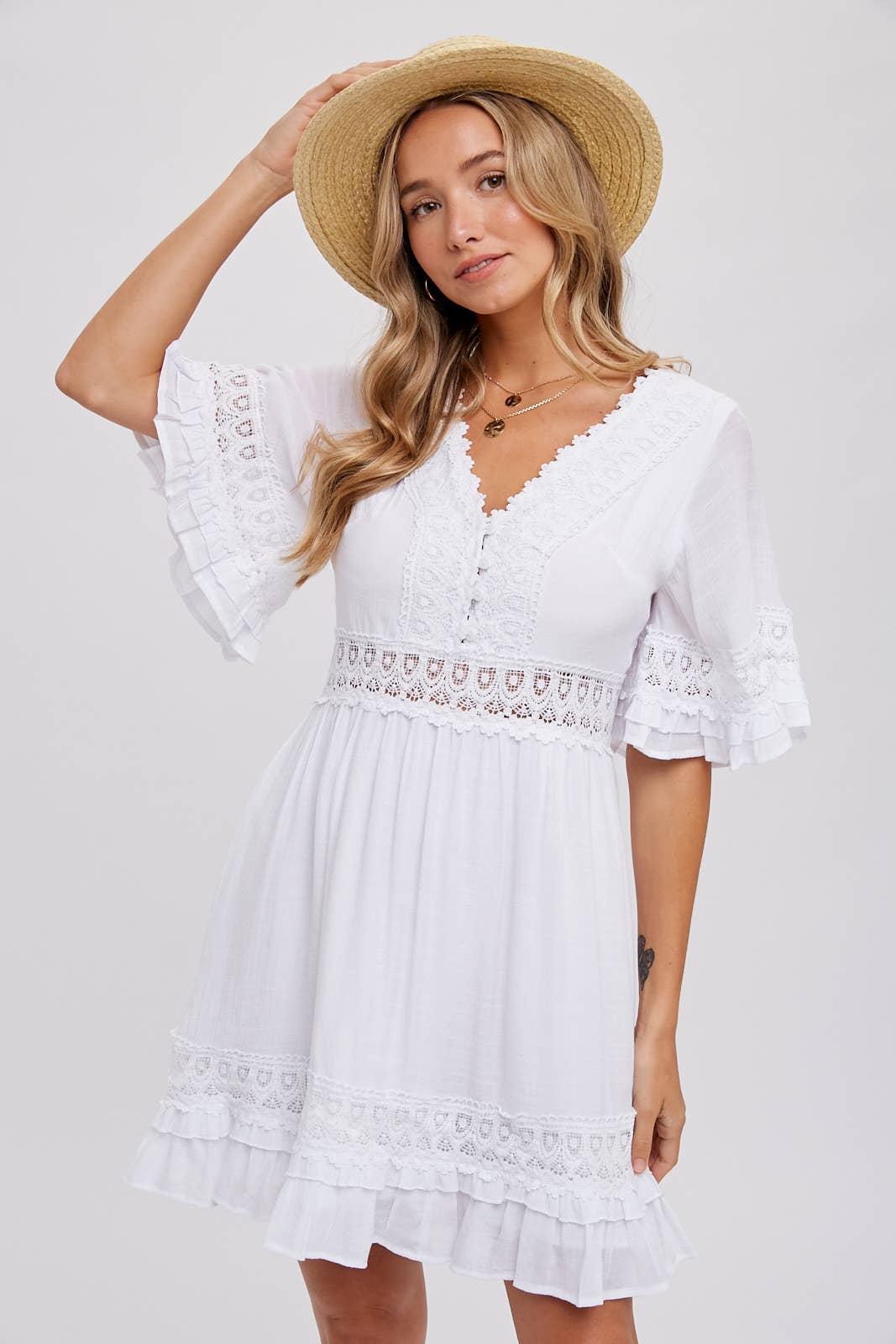 Lace Dress Open Back with Tie Detail